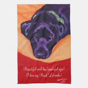 Schwarze Labrador-Malerei Geschirrtuch