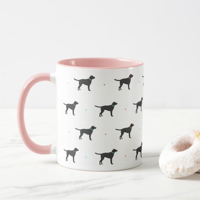 Schwarze Labrador-Muster-Tasse Tasse (Mit Donut)