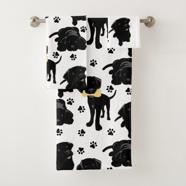 Schwarze Labrador-Reittiere Badhandtuch Set (Insitu)