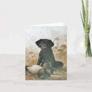 SCHWARZE LABRADOR RETRIEVER DOG & DECOY DUCK ~ KAR KARTE
