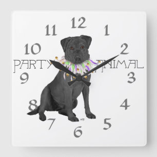 Schwarze Labrador Retriever-Party Quadratische Wanduhr