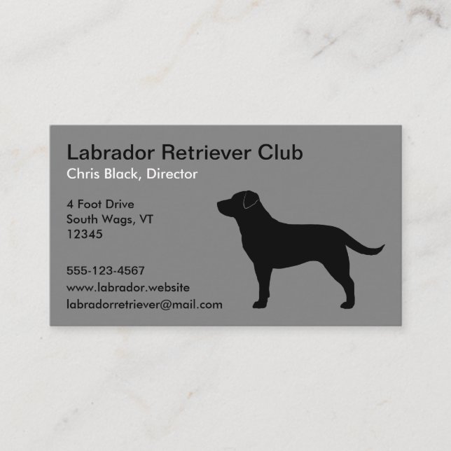 Schwarze Labrador Retriever Silhouette Visitenkarte (Vorderseite)