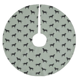 Schwarze Labrador Retriever Silhouetten Muster Polyester Weihnachtsbaumdecke