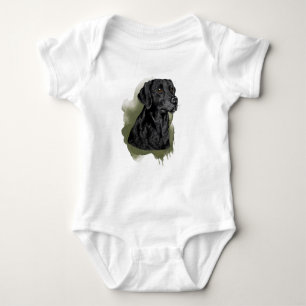 Schwarze Labrador Retriever Wasserfarben-Hundebild Baby Strampler