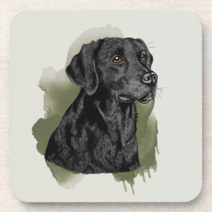 Schwarze Labrador Retriever Wasserfarbenkunst auf Getränkeuntersetzer