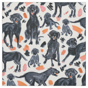 SCHWARZE LABRADOR RETRIEVERE Aquarellfarbenfarbene Stoff