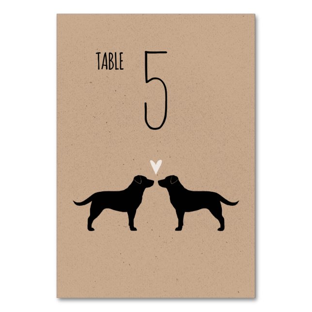Schwarze Labrador Retrievers Hunde Hochzeitsempfan Tischnummer (Vorderseite)