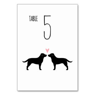 Schwarze Labrador Retrievers Hunde Hochzeitsempfan Tischnummer