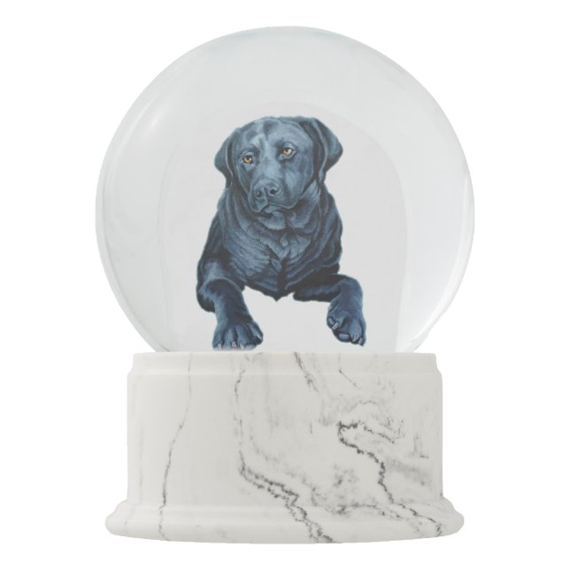 Schwarze Labrador-Schnee-Kugel-kundenspezifische Schneekugel (Vorderseite)