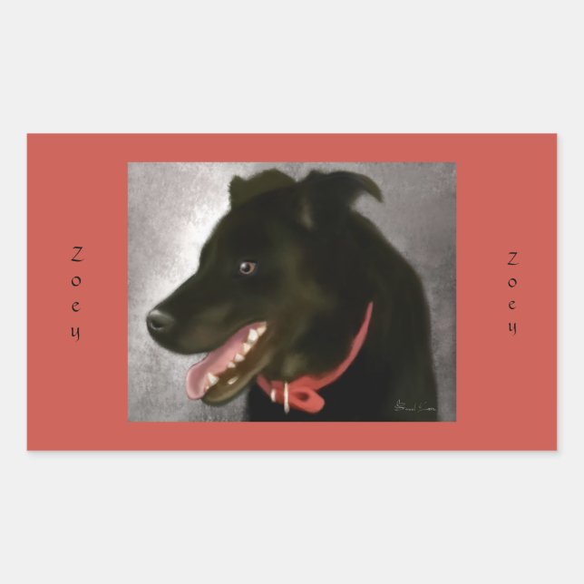 Schwarze Labrador-Sticker Rechteckiger Aufkleber (Vorderseite)
