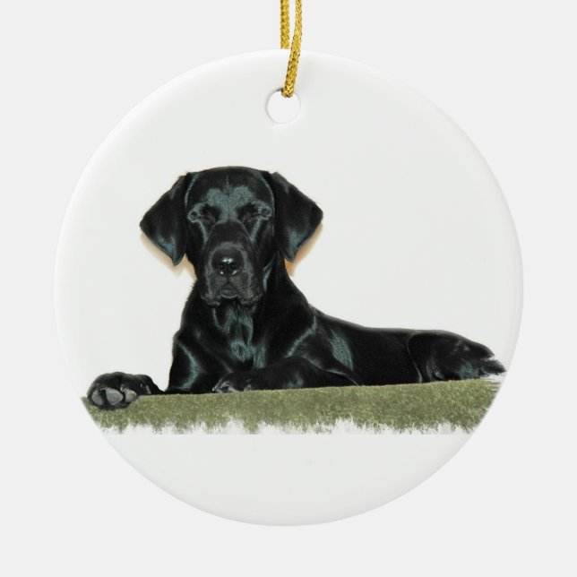 Schwarze Labrador-Verzierung Keramikornament (Vorne)