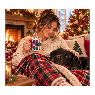 Schwarze Labrador-Weihnachts-Patchwork-Decke Tasse
