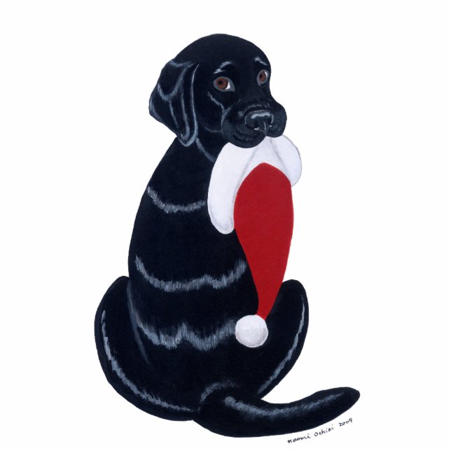 Schwarze Labrador-Weihnachtsverzierung Fotoskulptur Ornament (Vorne)