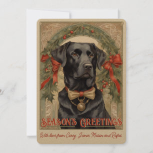 Schwarze Labradora Hund Vintage-Feiertagskarte Feiertagskarte
