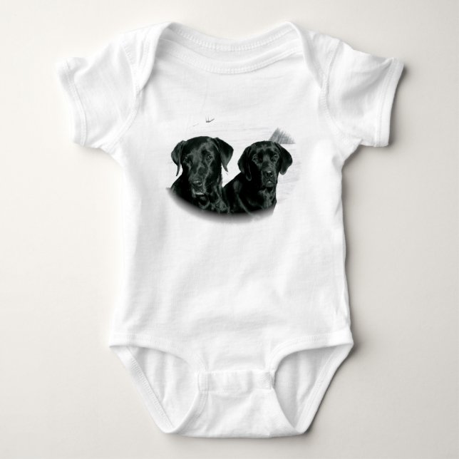 Schwarze Labradore Baby Strampler (Vorderseite)