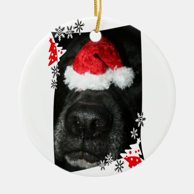 Schwarze Labradorhundenase mit Keramikornament (Vorne)