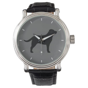 Schwarze Labradorsilhouette Armbanduhr