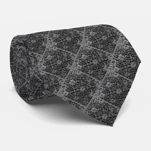 SCHWARZE LACE-SEITE KRAWATTE (Gerollt)