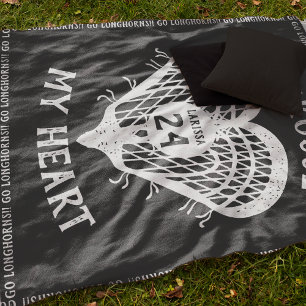 Schwarze Lacrosse mein Herz Fleece-Decke Fleecedecke