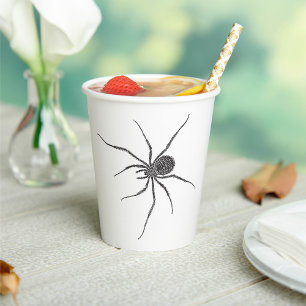 Schwarze Langbeinspinne Gruselige Arachnide Pappbecher