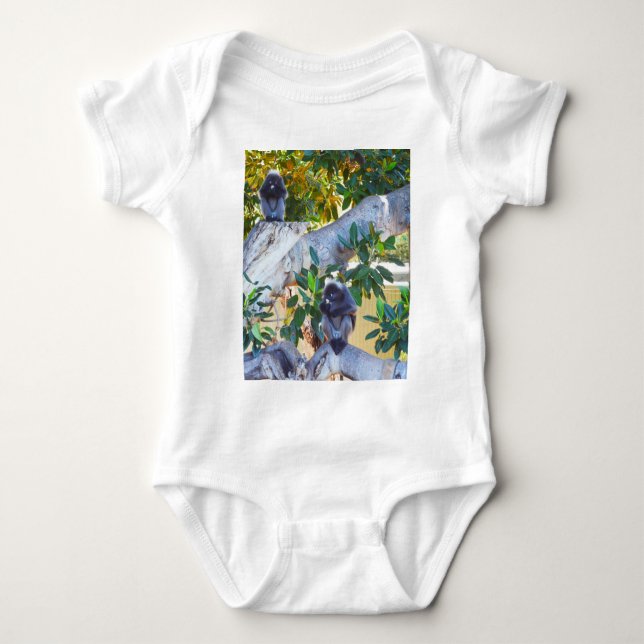 Schwarze Langur-Affen essen, Baby Bodysuit Baby Strampler (Vorderseite)