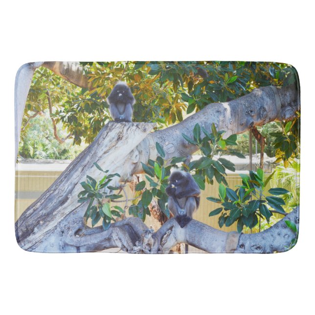 Schwarze Langur-Affen essen, Memory Foam Bathmat Badematte (Vorderseite)