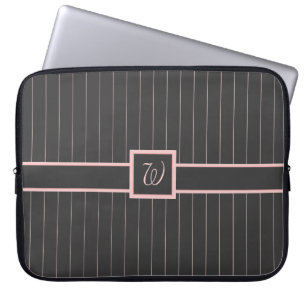 Schwarze Laptop-Hülle mit rosa Streifen Laptopschutzhülle