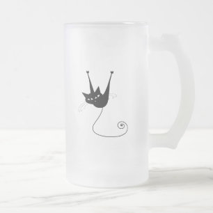 Schwarze launische Miezekatze 1 Mattglas Bierglas