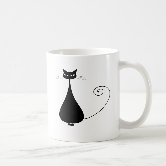 Schwarze launische Miezekatze 4 Kaffeetasse (Rechts)