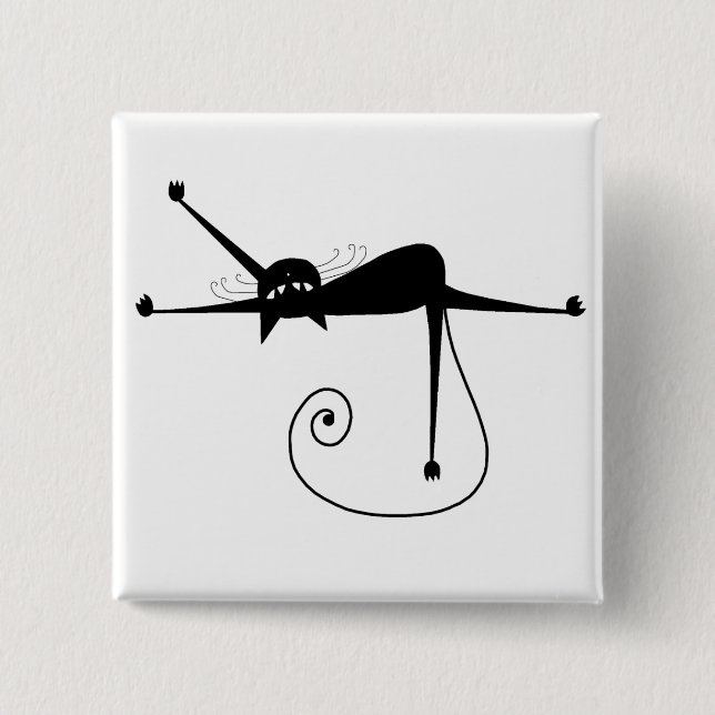 Schwarze launische Miezekatze 7 Button (Vorderseite)