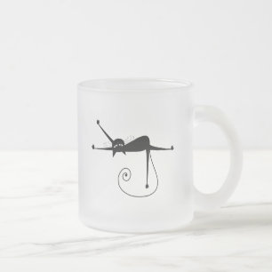 Schwarze launische Miezekatze 7 Mattglastasse
