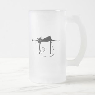 Schwarze launische Miezekatze 8 Mattglas Bierglas