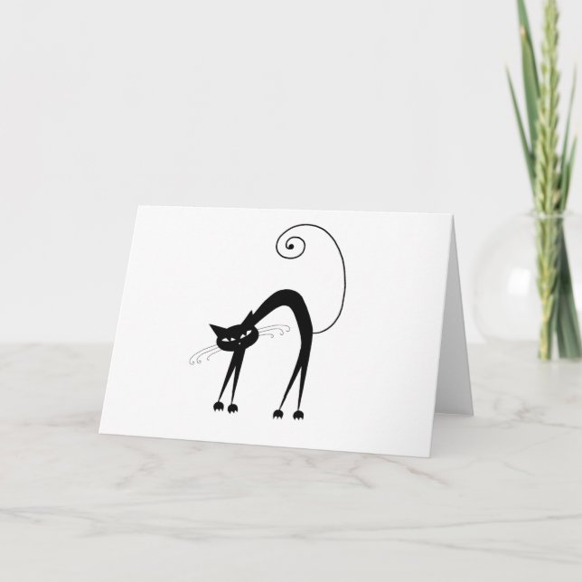 Schwarze launische Miezekatze 9 Karte (Vorderseite)