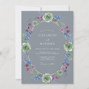 Schwarze Lavendel-Kranz-Hochzeit Einladung