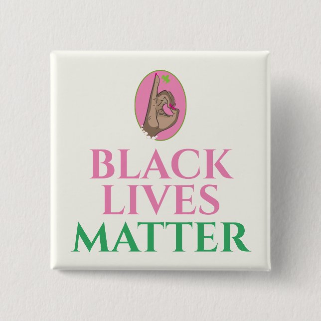 Schwarze Leben Materie Rosa und Grün Button (Vorderseite)