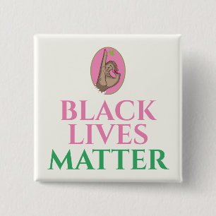 Schwarze Leben Materie Rosa und Grün Button