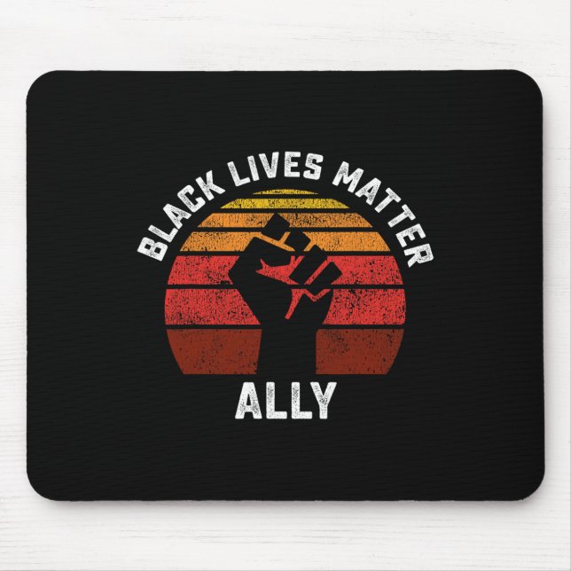Schwarze Leben Problem Bündnis Fist Retro Blm Verb Mousepad (Vorne)