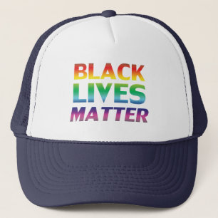 Schwarze Leben sind von Regenbogen-Zeittypografie  Truckerkappe