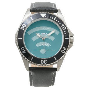Schwarze lederne Uhr des Morsealphabets s/s der