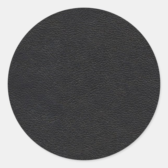 Schwarze Lederoptik Runder Aufkleber (Vorderseite)