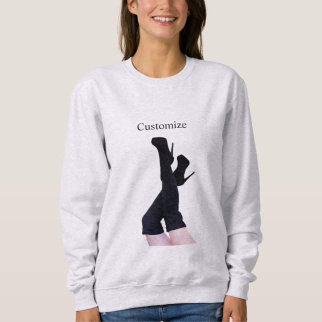 Schwarze Lederschenkelstiefel Thunder_Cove  Sweatshirt (Vorderseite)