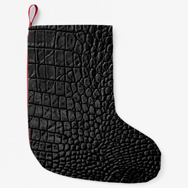 Schwarze Ledertextur Kleiner Weihnachtsstrumpf (Vorderseite)