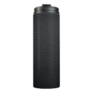 Schwarze Ledertextur oder Hintergrund. Leder,Textu Thermosbecher