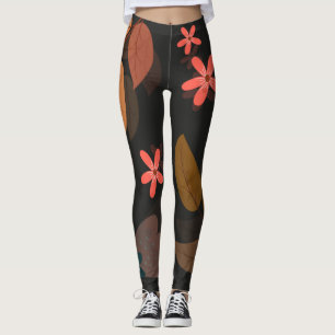 Schwarze Leggings mit Blumendruck 