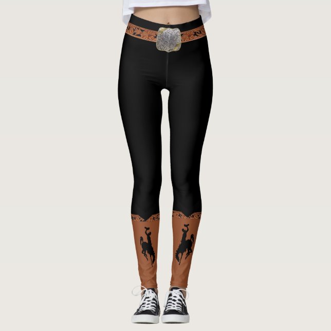 Schwarze Leggings mit Cowboy-Gurt lädt (Vorderseite)