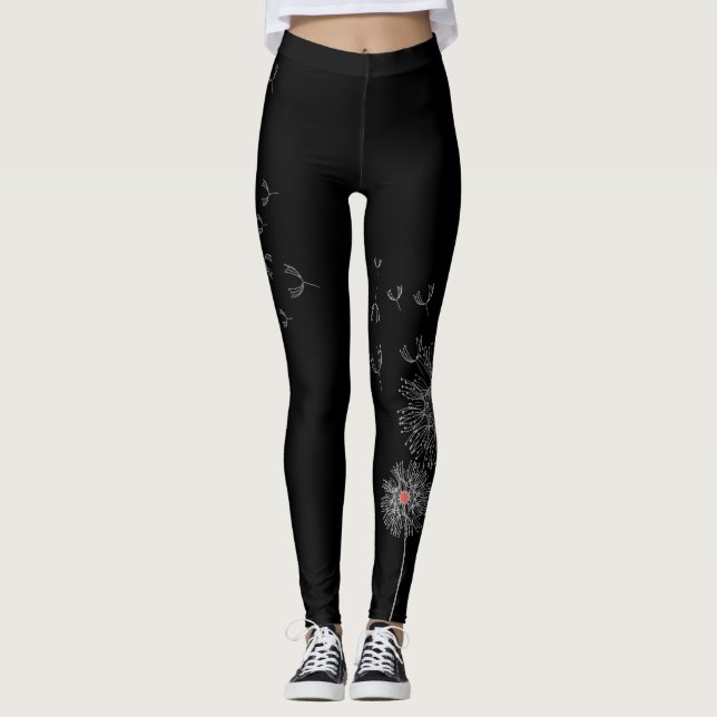 Schwarze Leggings mit Kronleuchter auf einem Bein  (Vorderseite)
