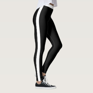 Schwarze Leggings - Weißer Streifen oder Farbauswa