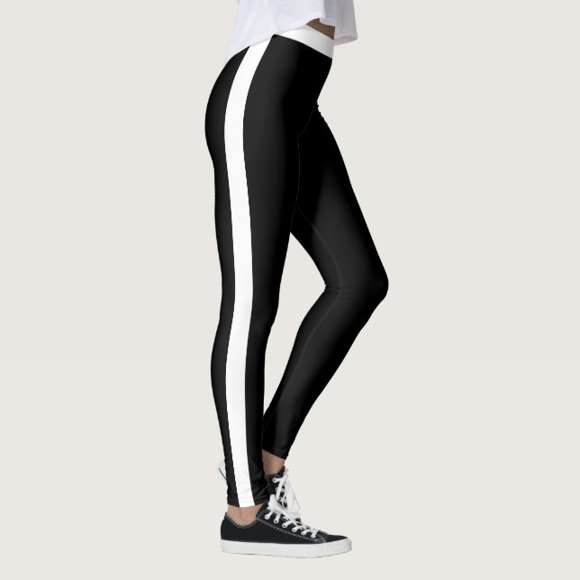 Schwarze Leggings - Weißer Streifen oder Farbauswa (Rechts)