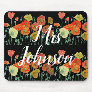 Schwarze Lehrer Name Blumencomputer Maus Mat Pad Mousepad