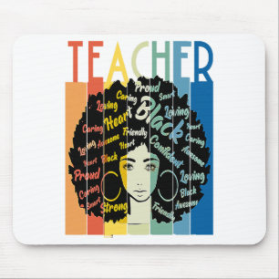 Schwarze Lehrerfrau Afro Retro Cool Black History  Mousepad